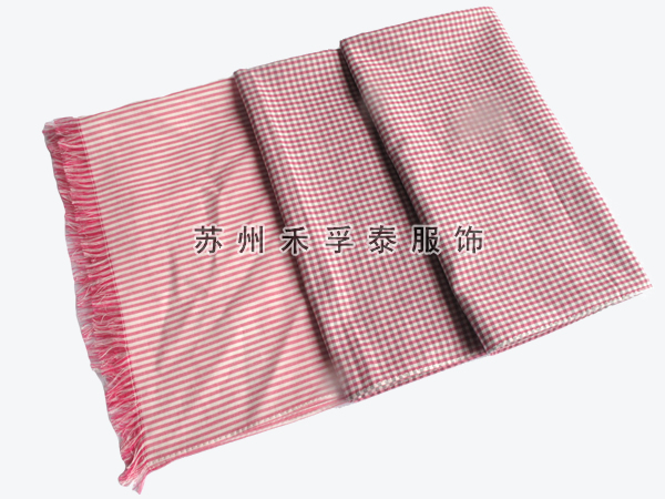 新款全棉红白条纹围巾厂家订做批发