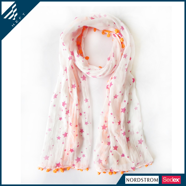 新款时尚五角星儿童印花围巾