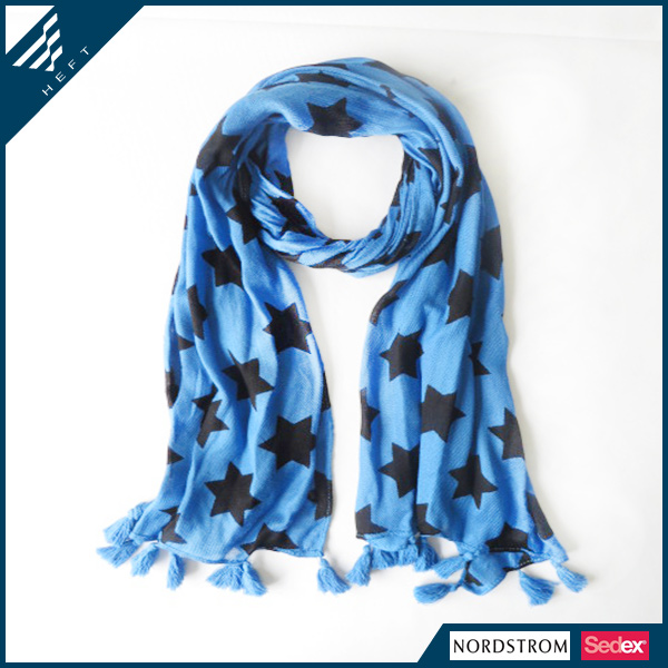 新款蓝色五角星儿童围巾