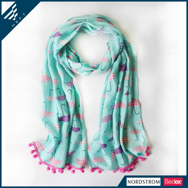 新款时尚雨伞印花小孩子围巾