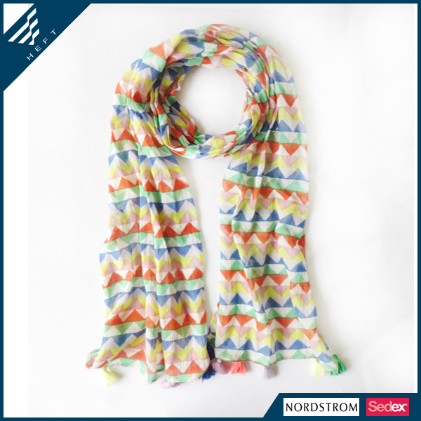 新款时尚花色几何印花围巾