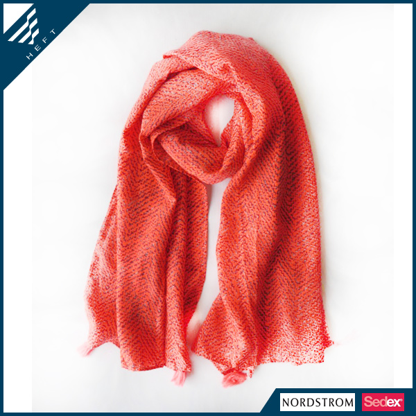 新款小波点红色印花围巾