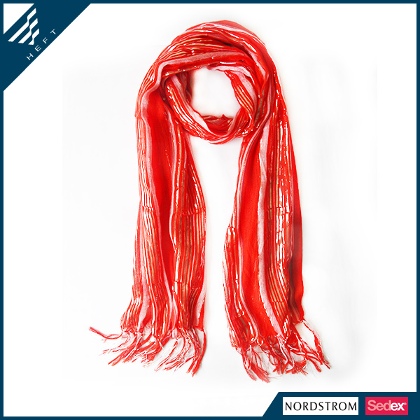 新款时尚红色银丝围巾