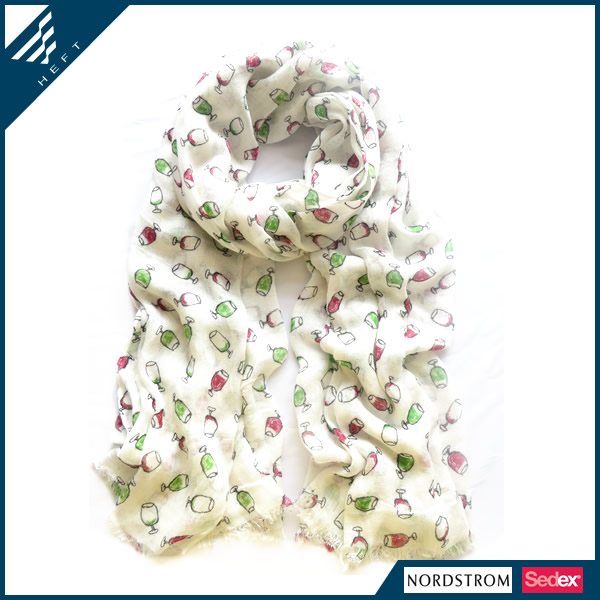 新款酒杯印花围巾