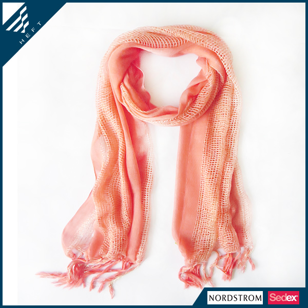 新款亮粉金丝围巾